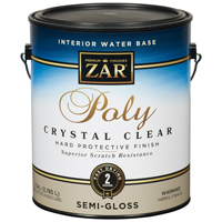 Aqua ZAR 34513 Polyurethane Paint, Semi-Gloss, Liquid, Crystal Clear, 1 gal, Can - 2 Pack