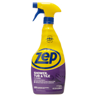 Zep ZUSTT32PF Shower Tub and Tile Cleaner, 1 qt Bottle, Liquid, Pleasant, Light Yellow