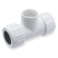 NDS CPT-1000-S Pipe Tee, 1 in, Compression x Slip-Joint, PVC, White, SCH 40 Schedule, 150 psi Pressu