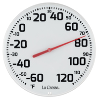 La Crosse 104-1522-TBP Round Thermometer, 8-1/2 in Display, Analog, -60 to 120 deg F, Plastic Casing