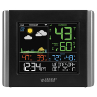 La Crosse V10-TH Weather Station, Battery, 32 to 122 deg F Indoor,-40 to 140 deg F Outdoor, LCD Disp
