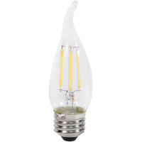Sylvania 40792 Natural LED Bulb, Decorative, B10 Bent Tip Lamp, 40 W Equivalent, E26 Lamp Base, Dimm