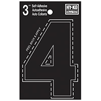 HY-KO 30400 Series 30404 Die-Cut Number, Character: 4, 3 in H Character, Black Character, Vinyl - 10 Pack