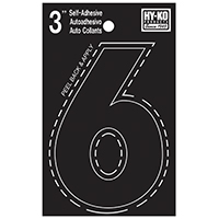 HY-KO 30400 Series 30406 Die-Cut Number, Character: 6, 3 in H Character, Black Character, Vinyl - 10 Pack