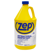 Zep ZUBAC128 Disinfectant Cleaner, 1 gal, Liquid, Lemon, Clear