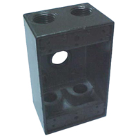 BWF B5-22V Weatherproof Outlet Box, 2 in W, 4-9/16 in D, 2-13/16 in H, 5 -Knockout, Metal, Gray, Pow