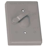 BWF TS-11V Toggle Switch Cover, 4-9/16 in L, 2-13/16 in W, Rectangular, Metal, Gray, Powder-Coated