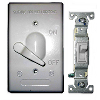 BWF TS-13V Toggle Switch Cover, 4-9/16 in L, 2-13/16 in W, Rectangular, Metal, Gray, Powder-Coated