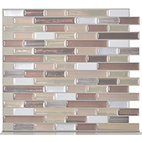 Smart Tiles SM1053-1 Mosaic Wall Tile, 10.2 in L, 9.1 in W, 1/8 in Thick, Composite Vinyl, Beige/Tan - 8 Pack