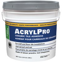 CUSTOM AcrylPro CARL40003 Professional Tile Adhesive, Paste, Latex, White, 13.25 L Pail