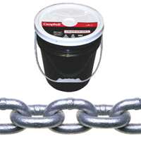 Campbell 014-0633 Proof Coil Chain, 3/8 in, 63 ft L, 30 Grade, Galvanized Steel