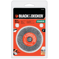 Black+Decker 70-603 Wire Wheel Brush, 3 in Dia, 10-32 in Arbor/Shank