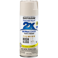 2X ULTRA COVER PAINTER'S TOUCh 348856 Spray Paint, High-Gloss, White Sand, 12 oz, Aerosol Can
