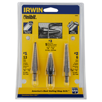 IRWIN Unibit 10502ZR Step Drill Set, 3-Piece, HSS