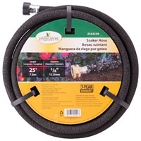 Landscapers Select HOSE-25-B-53L Soaker Hose, 25 ft L, Brass Male and Female Couplings, Rubber, Blac