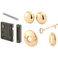 Prime-Line E 2437 Case Lock and Keeper, Skeleton Key, Die-Cast Steel, Brass, 2-1/2 in Backset