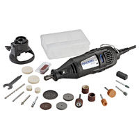 DREMEL 200-1/21 Rotary Tool Kit, 0.9 A, 1/8 in Chuck, Keyed Chuck, 2-Speed, 15,000 to 35,000 rpm Spe