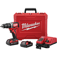 Milwaukee 2902-22 Hammer Drill Kit, 18 V Battery, Lithium-Ion Battery, 1/2 in Chuck, Black/Red