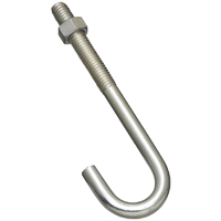 National Hardware 2195BC Series N232-959 J-Bolt, 3/8 in Thread, 5 in L, 225 lb Working Load, Steel,  - 10 Pack