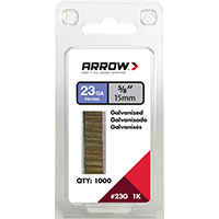 Arrow 23G15-1K Pin Nail, 5/8 in L, 23 Gauge, Galvanized Steel, Round Shank