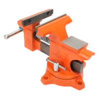 PONY 24545 Bench Vise, 3 in Jaw Opening, 4-1/2 in W Jaw, 2-5/8 in D Throat, Cast Iron, Pipe Jaw