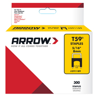 Arrow 591189 Staple, 5/16 in W Crown, 5/16 in L Leg, Steel