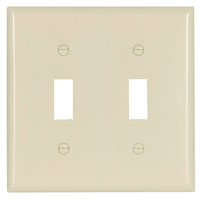 Eaton Wiring Devices 2139LA-BOX Wallplate, 4-1/2 in L, 4-9/16 in W, 2 -Gang, Thermoset, Light Almond