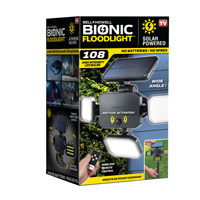 Bell+Howell 7897 Solar Powered Motion Activated Bionic Floodlight, 4.2 V, 10 W, 3-Lamp, LED Lamp, Br