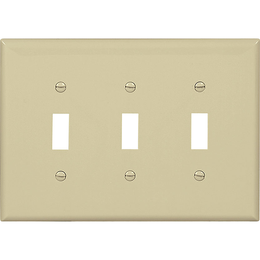 Eaton Wiring Devices PJ3V Mid-Size Wallplate, 3-Gang, Polycarbonate, Ivory - 15 Pack