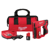 Milwaukee 2447-21 Crown Stapler Kit, Battery Included, 1.5 Ah, 3/8 in W Crown, 1/4 to 9/16 in L Leg,