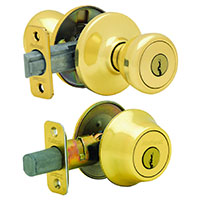 Kwikset 690T3RCLRCSK6BX Knob Lockset, 3 Grade, Keyed Key, Polished Brass, 2-3/8 x 2-3/4 in Backset,  - 6 Pack