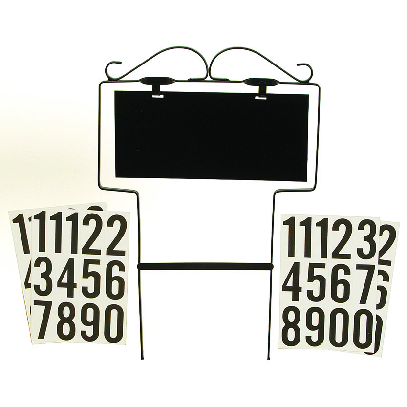 HY-KO 500-GF House Number Kit, Character: 0 to 9, Black Character, White Background, Wrought Iron