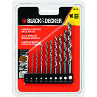 Black+Decker 15-110 Drill Bit Set, General-Purpose, 10-Piece, Steel