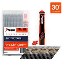 Paslode 650524 Framing Fuel and Nail Combo Pack, 3 in L, Low Carbon Steel, Bright, Round Head, Smoot