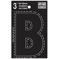HY-KO 30400 Series 30412 Die-Cut Letter, Character: B, 3 in H Character, Black Character, Vinyl - 10 Pack