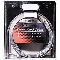 BARON 0 9005/50090 Aircraft Cable, 1/4 in Dia, 50 ft L, 1220 lb Working Load, Galvanized Steel