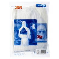 3M 4540+XL Protective Coveralls, XL, Fits to Chest Size: 43 to 45 in, Microporous PE Laminate, White