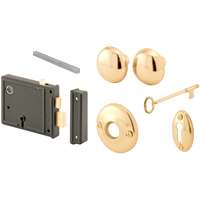 Prime-Line E 2478 Lockset, Skeleton Key, Brass, 3-3/8 in Backset