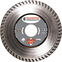 DIAMOND PRODUCTS 21163 Circular Turbo Blade, 7 in Dia, 7/8 in Arbor, Diamond Cutting Edge