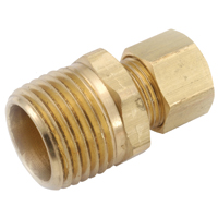 Anderson Metals 750068-0604 Pipe Connector, 3/8 x 1/4 in, Compression x Male, Brass, 200 psi Pressur - 10 Pack