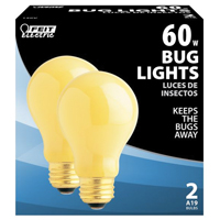 Feit Electric 60A/Y-130 Incandescent Bulb, 60 W, A19 Lamp, Medium E26 Lamp Base, 2700 K Color Temp - 6 Pack