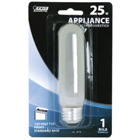 Feit Electric BP25T10/IF Incandescent Lamp, 25 W, T10 Lamp, Medium E26 Lamp Base, 400 Lumens, 2700 K - 6 Pack