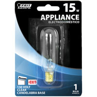 Feit Electric BP15T6-130 Incandescent Lamp, 15 W, T6 Lamp, Candelabra E12 Lamp Base, 2700 K Color Te - 6 Pack