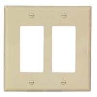 Eaton Wiring Devices PJ262V Wallplate, 4-1/2 in L, 4.56 in W, 2 -Gang, Polycarbonate, Ivory, High-Gl
