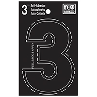 HY-KO 30400 Series 30403 Die-Cut Number, Character: 3, 3 in H Character, Black Character, Vinyl - 10 Pack