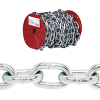 Campbell 072-2327 Proof Coil Chain, 3/8 in, 35 ft L, 30 Grade, Steel, Zinc