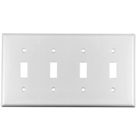 Arrow Hart 2154W-BOX Wallplate, 4-1/2 in L, 8.19 in W, 4-Gang, Thermoset, White, High-Gloss