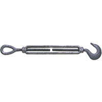BARON 16-1/2X6 Turnbuckle, 1500 lb Working Load, 1/2 in Thread, Hook, Eye, 6 in L Take-Up, Galvanize