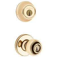 Kwikset 690P3CP6ALRCSK6 Knob Lockset, 3 Grade, Keyed Key, Polished Brass, 2-3/8 x 2-3/4 in Backset,