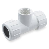 NDS CPT-0500-T Pipe Tee, 1/2 in, Compression x FNPT, PVC, White, SCH 40 Schedule, 150 psi Pressure